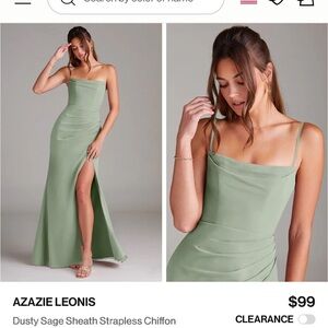 Azazie Strapless Dress in Dusty Sage